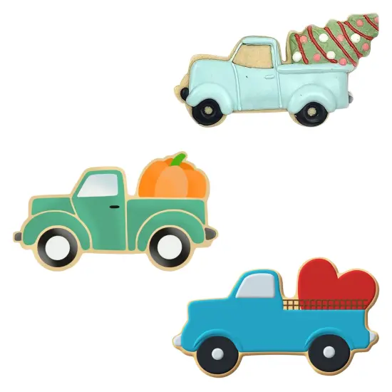 CookieCutter.com Holiday Truck Cookie Cutter 3 Piece Set, Truck with Tree, Pumpkin, Heart, USA {2}