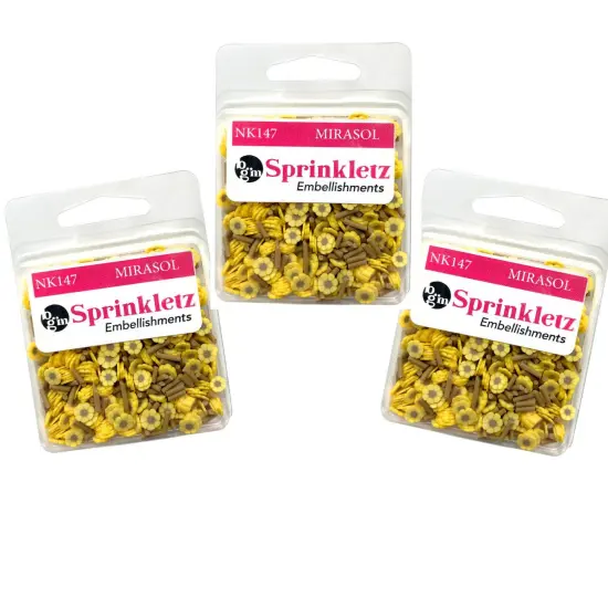 Buttons Galore Sprinkletz Embellishments for Crafts, Tiny Polymer Clay Shapes & Unique Designs - Mirasol - 3 Pack {1}