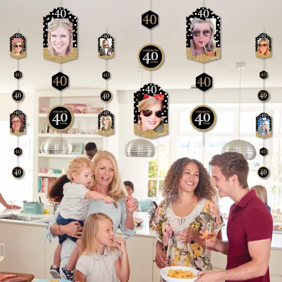 Big Dot of Happiness Adult 40th Birthday - Gold - Birthday Party Vertical Photo Garland 35 Pieces {7}