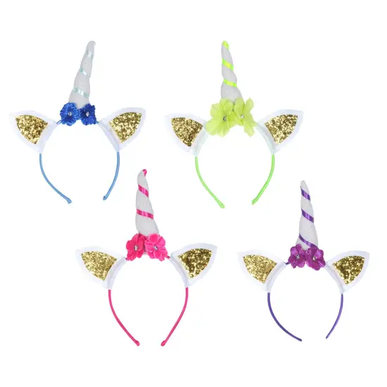 Glittered Unicorn Headbands, (Pack of 6) {1}