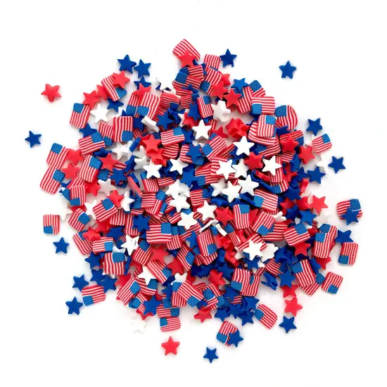 Buttons Galore Sprinkletz Embellishments for Crafts, Tiny Polymer Clay Shapes & Unique Designs - Old Glory - 3 Pack {3}