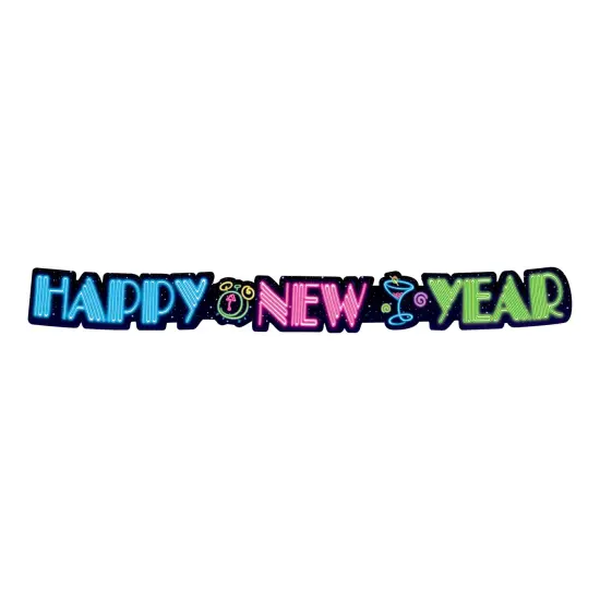Neon Happy New Year Streamer (Pack of 12) {1}