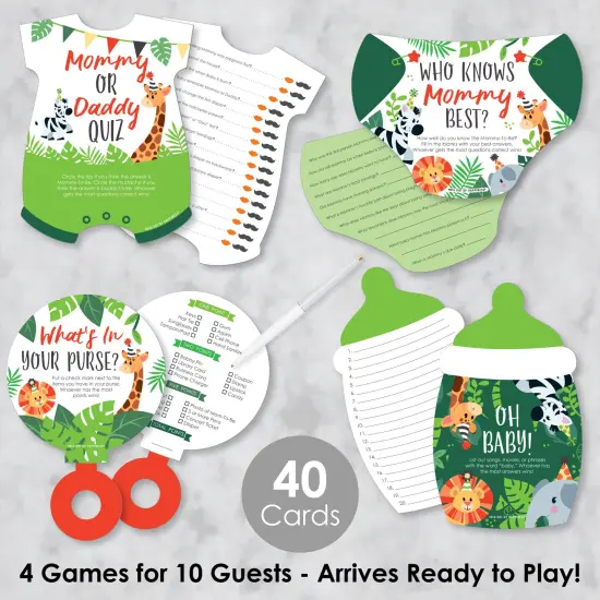 Big Dot of Happiness Jungle Party Animals - 4 Safari Zoo Animal Baby Shower Games - 10 Cards Each - Gamerific Bundle {3}