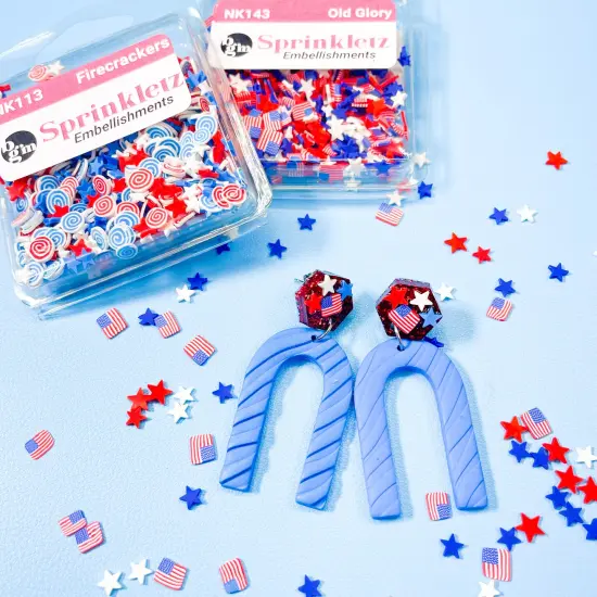 Buttons Galore Sprinkletz Embellishments for Crafts, Tiny Polymer Clay Shapes & Unique Designs - Star Spangled - 3 Pack {4}