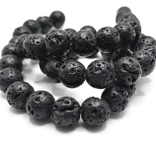 47 Pieces: 6 mm Black Lava Stone Diffuser Beads {1}