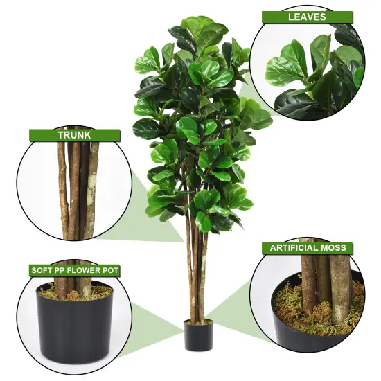 6ft Artificial Natural Fig Tree Bush Indoor/Outdoor decorative Planter {5}