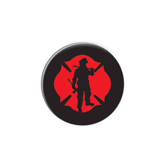 Firefighter w/Maltese Icon Button, (Pack of 6) {1}