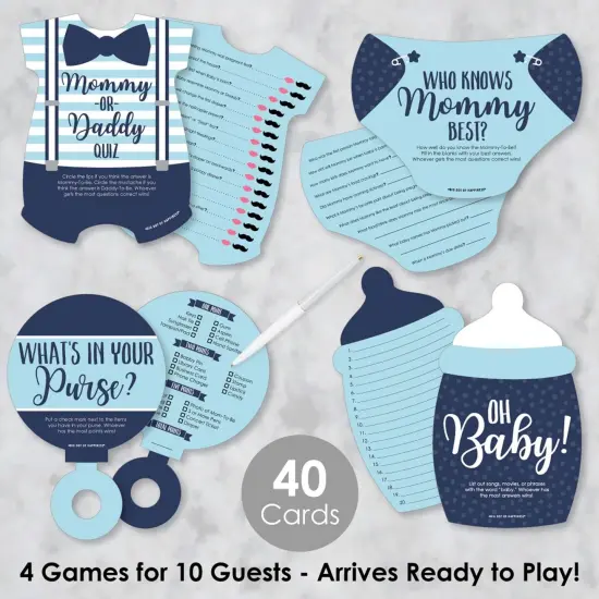 Big Dot of Happiness Baby Boy - 4 Blue Baby Shower Games - 10 Cards Each - Gamerific Bundle {3}
