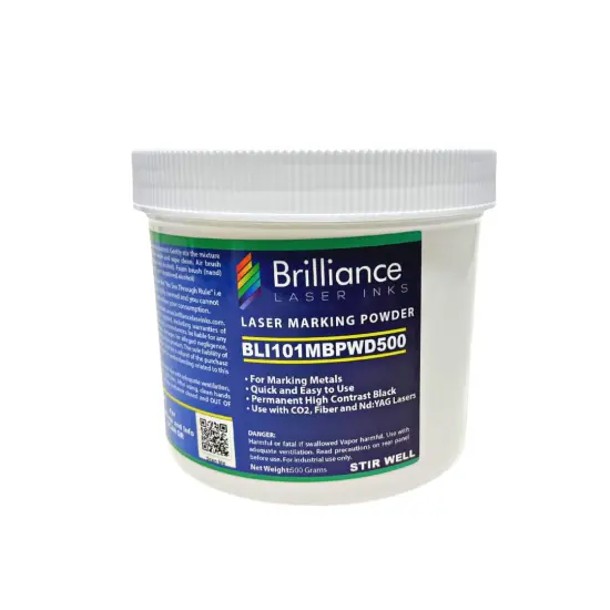 Laser Marking Powder-Metals Marking - CO2 Laser - Fiber Laser - YAG, 100% Guarantee, Durable, Permanent, High Contrast, Brilliance Laser Inks - BLI101MBPWD - 500 Grams(Foam Brush Included) {5}