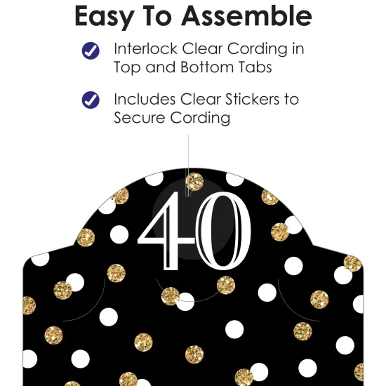 Big Dot of Happiness Adult 40th Birthday - Gold - Birthday Party Vertical Photo Garland 35 Pieces {6}