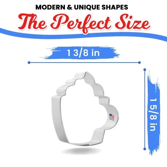 Mini Cocoa Mug Coffee Cup 1.6 in Cookie Cutter Tin Plated Steel, Made in USA {2}