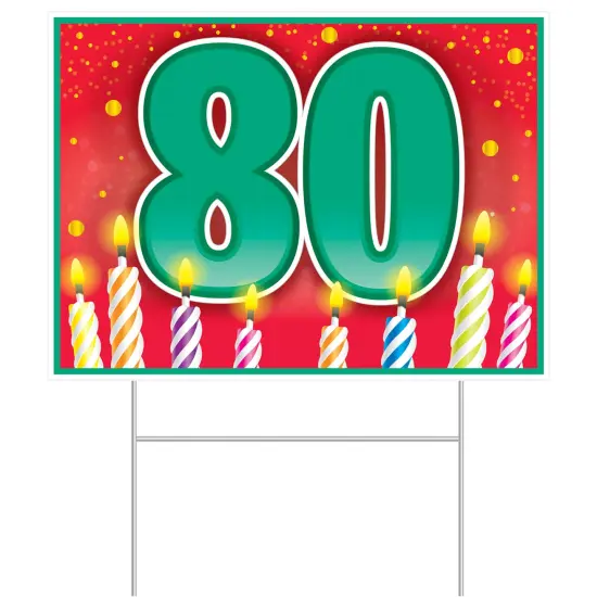 Plastic80Birthday Yard Sign, (Pack Of 6) {1}