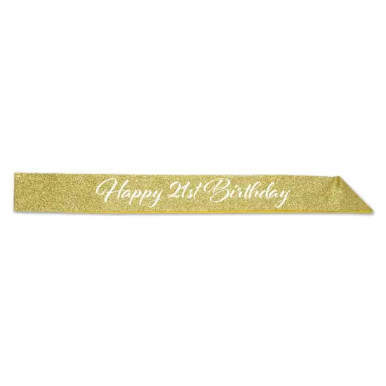 Happy 21st Birthday Glittered Sash, (Pack of 6) {1}