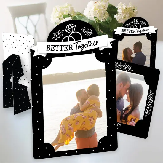 Big Dot of Happiness Mr. and Mrs. - Black and White Wedding or Bridal Shower 4x6 Picture Display - Paper Photo Frames - Set of 12 {1}