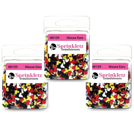 Buttons Galore Sprinkletz Embellishments for Crafts, Tiny Polymer Clay Shapes & Unique Designs - Mouse Ears - 3 Pack {1}