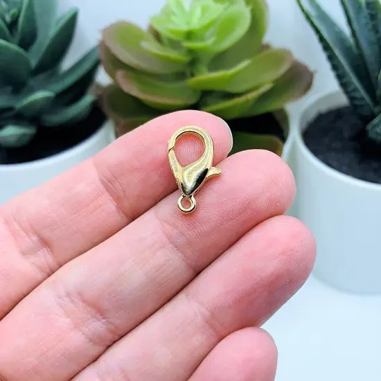 100 or 500 Pieces: 8 x 16 mm Light Gold / KC Gold Lobster Claw Clasps {3}