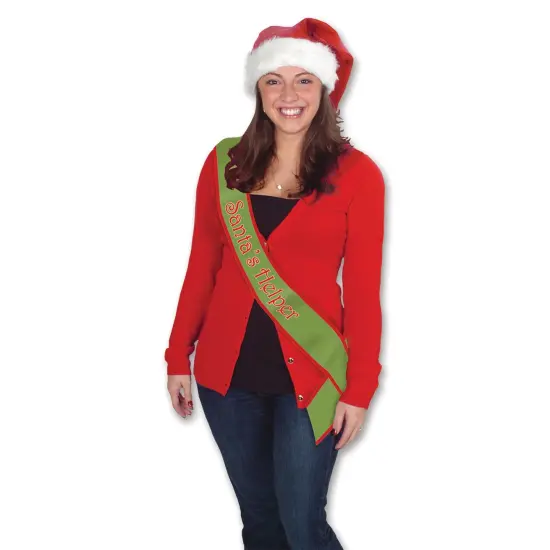 Santa's Helper Satin Sash (Pack of 6) {1}