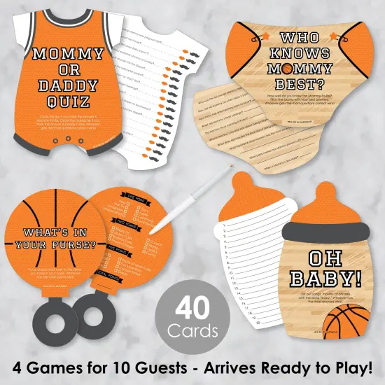 Big Dot of Happiness Nothin&rsquo; But Net - Basketball - 4 Baby Shower Games - 10 Cards Each - Gamerific Bundle {3}