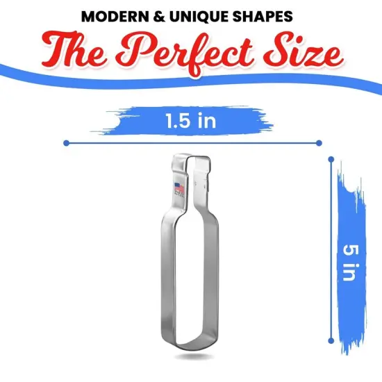 Wine Bottle Cookie Cutter 5 Inch, CookieCutter.com, Tin Plated Steel, Handmade in the USA {2}