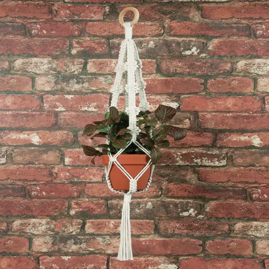 Solid Oak Macrame Plant Hanger Kit-4 Picots {4}
