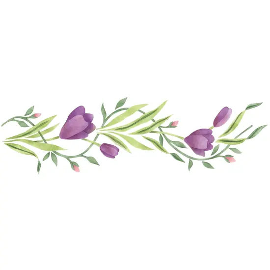 Crocus and Rosebud Vine Wall Stencil | 3023 by Designer Stencils | Floral Stencils | Reusable Art Craft Stencils for Painting on Walls, Canvas, Wood | Reusable Plastic Paint Stencil for Home Makeover | Easy to Use & Clean {1}