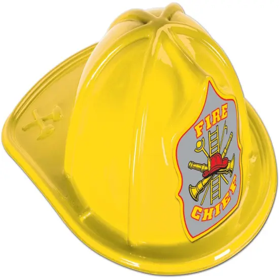 Yellow Plastic Fire Chief Hat (Pack of 48) {1}