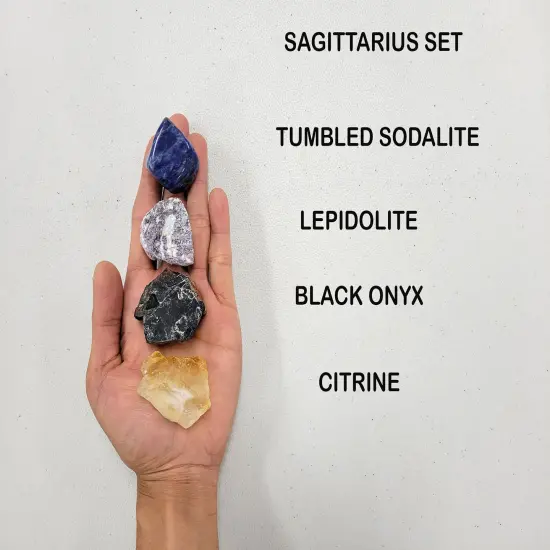 Crystals For Sagittarius Zodiac Sign Sodalite Lepidolite Black Onyx Citrine {1}