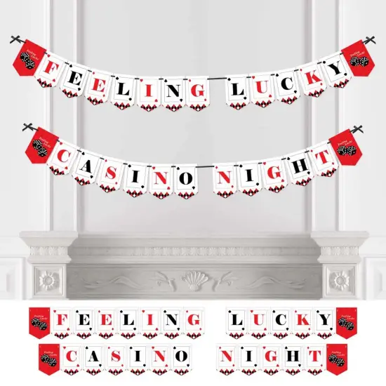 Big Dot of Happiness Las Vegas - Casino Party Bunting Banner - Party Decorations - Feeling Lucky Casino Night {1}