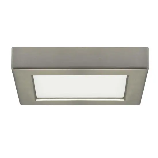 10.5w 5.5-in LED Flush Mount Fixture 3000K Square Shape Brushed Nickel Finish Warm White {1}