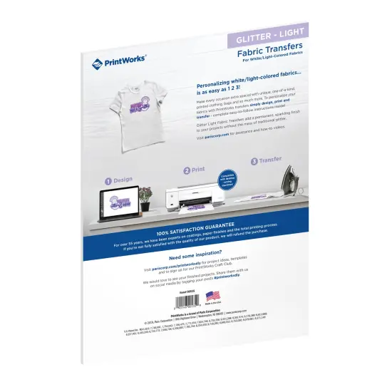 Printworks Glitter Light Fabric Transfers, for White/Light-Colored Fabrics, 4 Sheets, Inkjet, 8.5 x 11, (00535) {2}