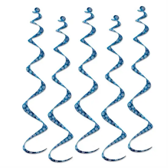 Printed Snowflake Twirly Whirlys (Pack Of 6) {1}