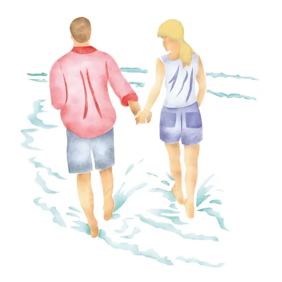 Beach Adult Couple Wall Stencil | 2965 by Designer Stencils | Outdoor Stencils | Reusable Art Craft Stencils for Painting on Walls, Canvas, Wood | Reusable Plastic Paint Stencil for Home Makeover | Easy to Use & Clean Art Stencil {1}