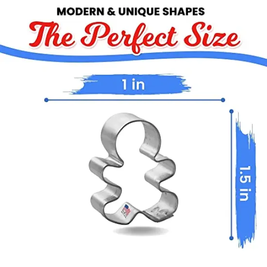 Mini Gingerbread Boy Cookie Cutter 1.5 in, CookieCutter.com, Tin Plated Steel, Handmade in the USA {2}