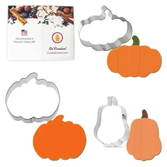 Pumpkin Cookie Cutter 3 Pc Set, CookieCutter.com, Tin Plated Steel, Handmade in the USA {1}