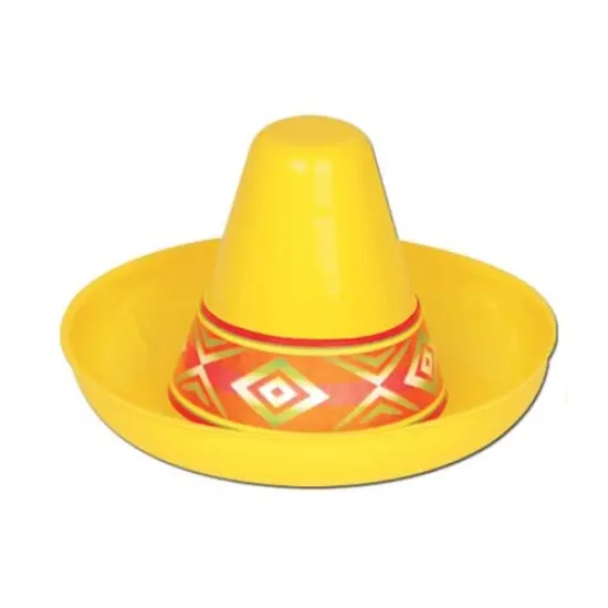 Miniature Yellow Plastic Sombrero (Pack of 48) {1}