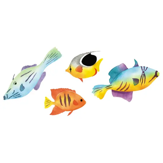 Four Fish Wall Stencil | 2707 by Designer Stencils | Animal & Nature Stencils | {1}