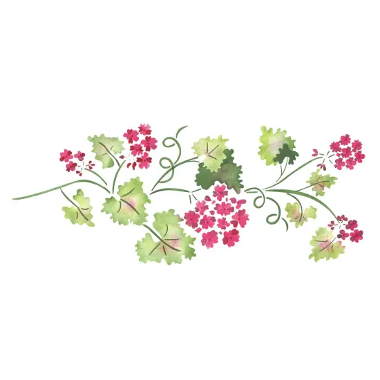 Small Geranium Wall Stencil | 2946 by Designer Stencils | Floral Stencils | Reusable Art Craft Stencils for Painting on Walls, Canvas, Wood | Reusable Plastic Paint Stencil for Home Makeover | Easy to Use & Clean Art Stencil {1}