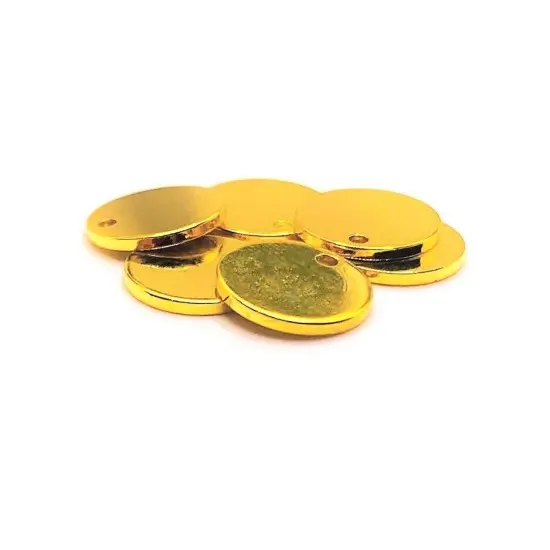 4, 20 or 50 Pieces: 10 mm, Gold Plated Stamping Tag Blanks {1}