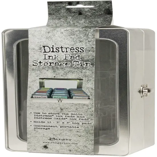 Tim Holtz Distress Ink Pad Tin-Holds 15 - 3"X3" Ink Pads {2}