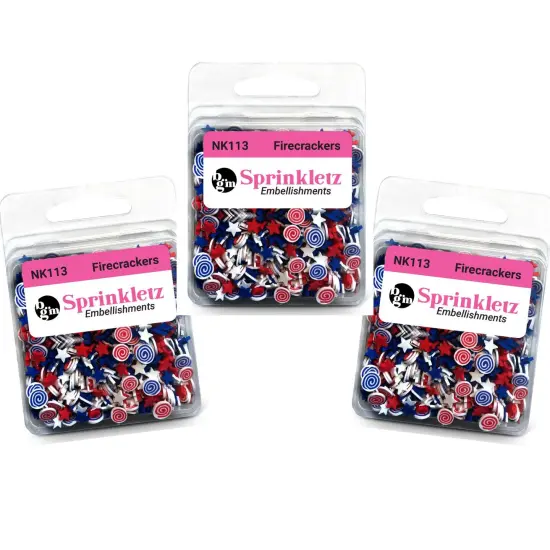 Buttons Galore Sprinkletz Embellishments for Crafts, Tiny Polymer Clay Shapes & Unique Designs - Firecrackers - 3 Pack {1}
