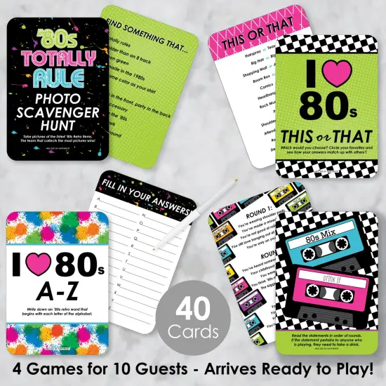 Big Dot of Happiness 80&rsquo;s Retro - 4 Totally 1980s Party Games - 10 Cards Each - Gamerific Bundle {3}