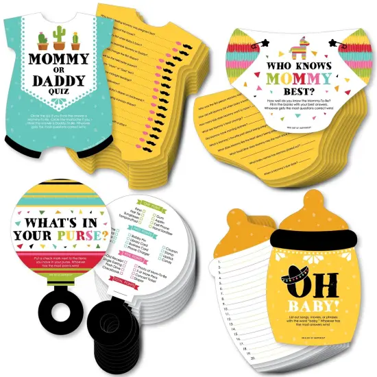 Big Dot of Happiness Let's Fiesta - 4 Baby Shower Games - 10 Cards Each - Gamerific Bundle {1}