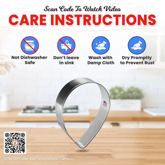 Tear Drop Cookie Cutter 3 7/8 in, CookieCutter.com, Tin Plated Steel, Handmade in the USA {4}