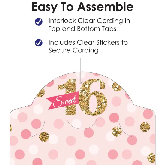 Big Dot of Happiness Sweet 16 - 16th Birthday Party Vertical Photo Garland 35 Pieces {6}