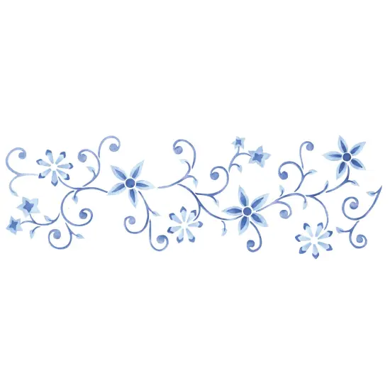 Scrolly Flowers Wall Stencil Border | 3293 by Designer Stencils | Pattern Stencils | Reusable Stencils for Painting | Safe & Reusable Template for Wall Decor | Try This Stencil Instead of a Wallpaper | Easy to Use & Clean Art Stencil Pattern {1}