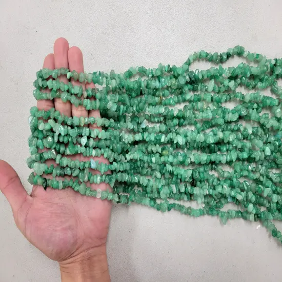 Tumbled Freeform Drilled Crystal Beads Green Aventurine {6}