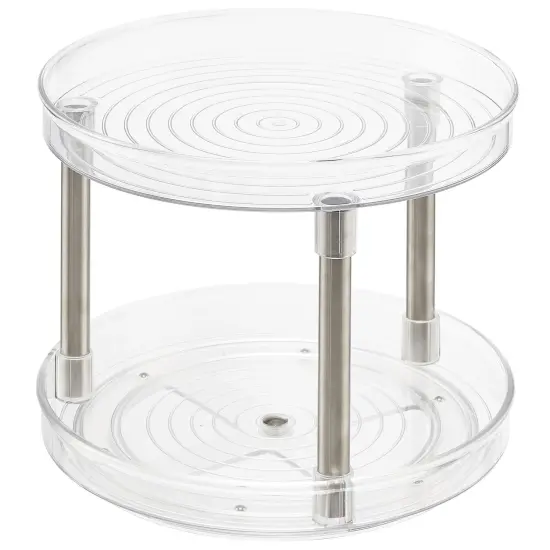 mDesign Spinning 2-Tier Lazy Susan Turntable Bathroom Storage Tower {5}