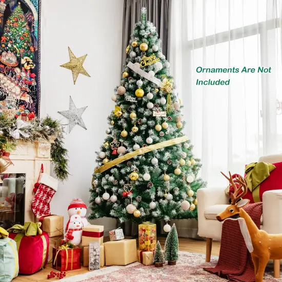 Costway 6ft/7.5ft/9 ft Snow Flocked Hinged Christmas Tree {2}