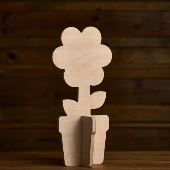 18 in. Unfinished Wooden Slotted Standing Flower {1}