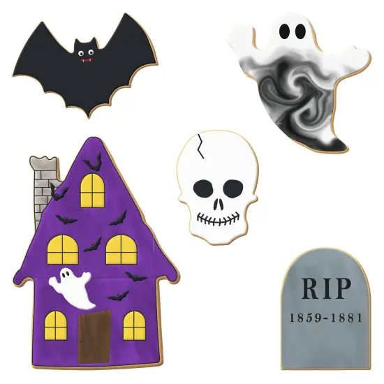 CookieCutter.com Haunted House Cookie Cutter 5 Piece Set, Ghost, Skull, Tombstone, Tin Plate Steel, Made in the USA {2}